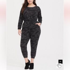 Torrid Dark Grey Camo Terry Jumpsuit Size 2X